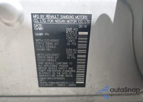 2018 Nissan Rogue Sv z USA, uszkodzony, nr VIN KNMAT2MV2JP591325